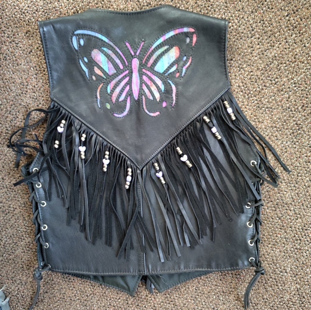 Butterfly Fringe Leather Vest